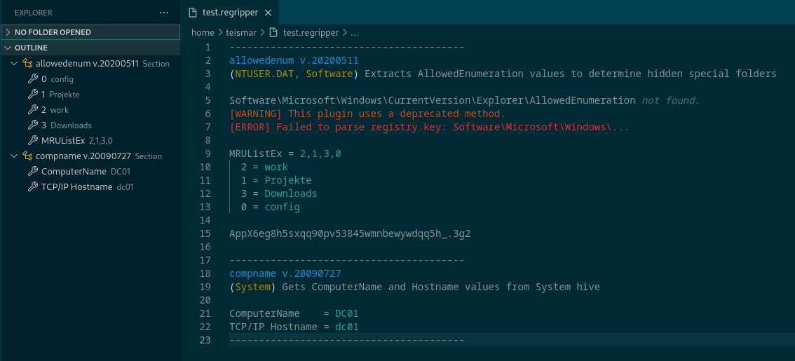 RegRipper Extension Screenshot